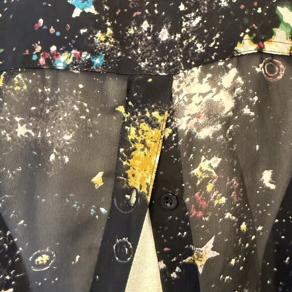 Sheer Black Button Down Celestial Top By Red Snap Size Small Stars Space Artsy - Picture 7 of 15